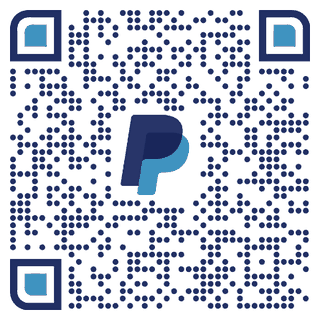 QR-Code zum Spenden über PayPal. Er öffnet die Zahlungsseite von PayPal.